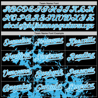 Custom Black Hot Pink Sky Blue-White Splash Art 3D Pattern Design Bomber Full-Snap Varsity Letterman Hoodie Jacket