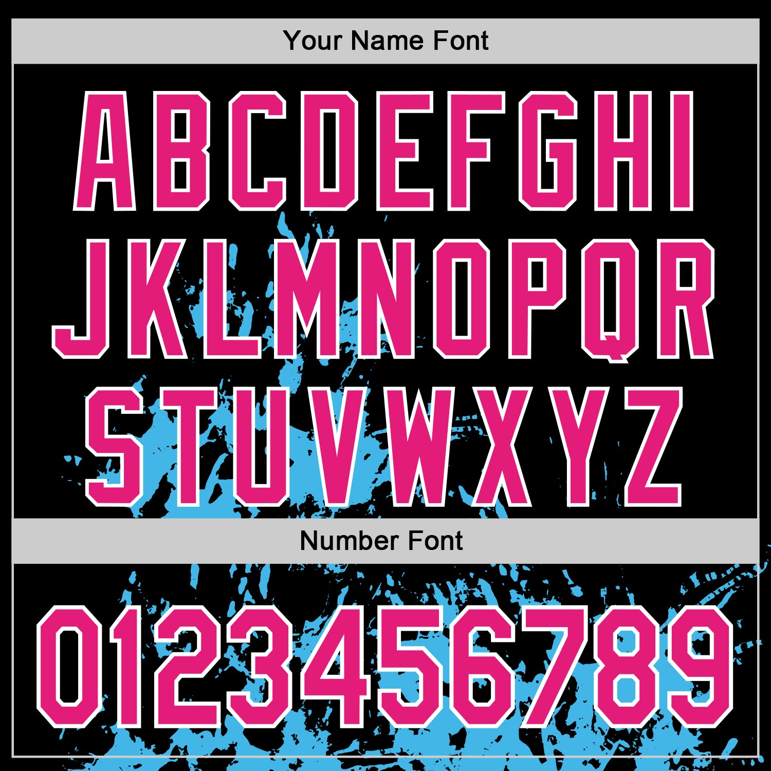 Custom Black Hot Pink Sky Blue-White Splash Art 3D Pattern Design Bomber Full-Snap Varsity Letterman Hoodie Jacket