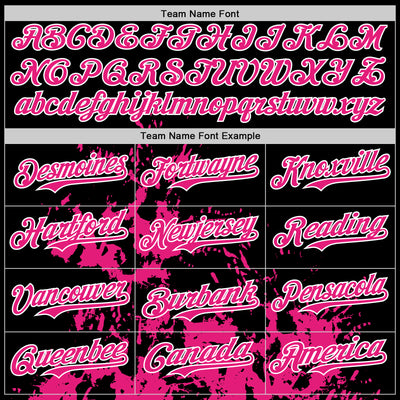 Custom Black Sky Blue Hot Pink-White Splash Art 3D Pattern Design Bomber Full-Snap Varsity Letterman Hoodie Jacket