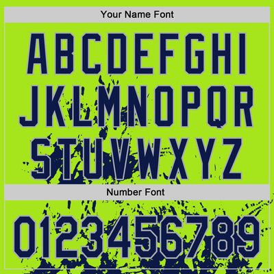 Custom Neon Green Navy-Gray Splash Art 3D Pattern Design Bomber Full-Snap Varsity Letterman Hoodie Jacket