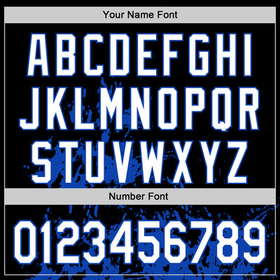 Custom Black White-Thunder Blue Splash Art 3D Pattern Design Bomber Full-Snap Varsity Letterman Hoodie Jacket