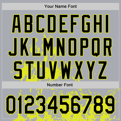 Custom Gray Black-Neon Yellow Splash Art 3D Pattern Design Bomber Full-Snap Varsity Letterman Hoodie Jacket