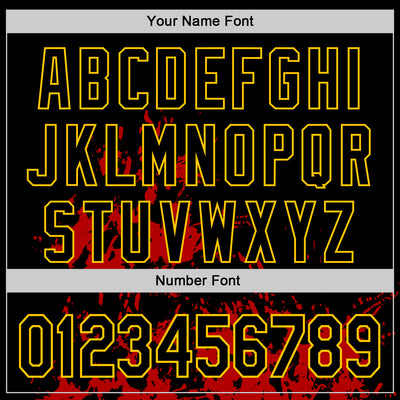 Custom Black Red-Yellow Splash Art 3D Pattern Design Bomber Full-Snap Varsity Letterman Hoodie Jacket