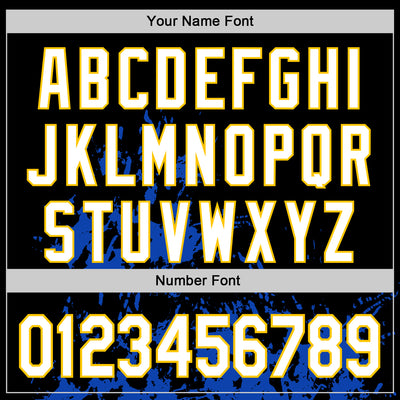 Custom Black White Thunder Blue Yellow-Royal Splash Art 3D Pattern Design Bomber Full-Snap Varsity Letterman Hoodie Jacket