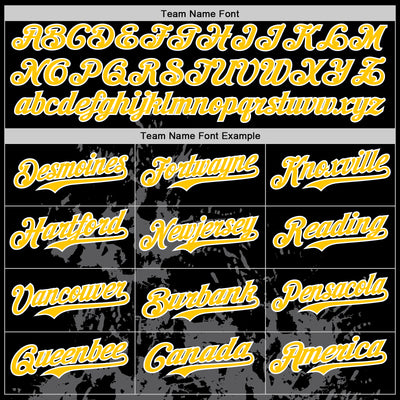 Custom Black Yellow Steel Gray-White Splash Art 3D Pattern Design Bomber Full-Snap Varsity Letterman Hoodie Jacket