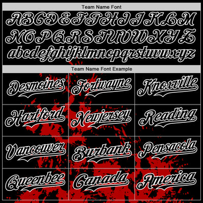 Custom Black Red-White Splash Art 3D Pattern Design Bomber Full-Snap Varsity Letterman Hoodie Jacket