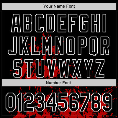 Custom Black Red-White Splash Art 3D Pattern Design Bomber Full-Snap Varsity Letterman Hoodie Jacket