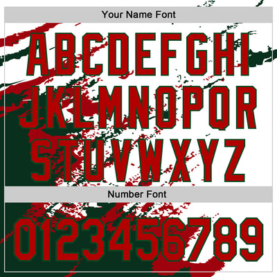 Custom White Red-Green Splash Art 3D Pattern Design Bomber Full-Snap Varsity Letterman Hoodie Jacket