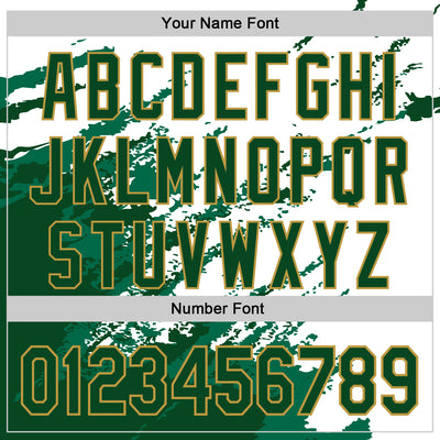 Custom White Green Old Gold Kelly Green Splash Art 3D Pattern Design Bomber Full-Snap Varsity Letterman Hoodie Jacket