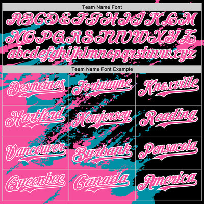 Custom Black Pink Teal-White Splash Art 3D Pattern Design Bomber Full-Snap Varsity Letterman Hoodie Jacket