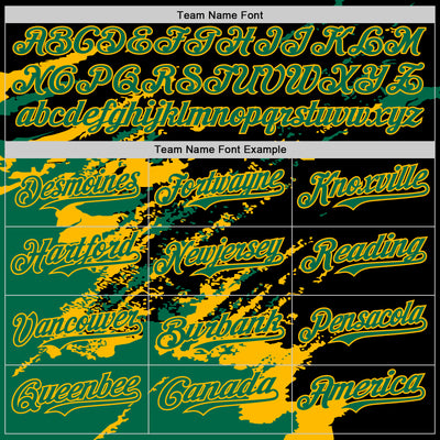 Custom Black Kelly Green-Gold Splash Art 3D Pattern Design Bomber Full-Snap Varsity Letterman Hoodie Jacket