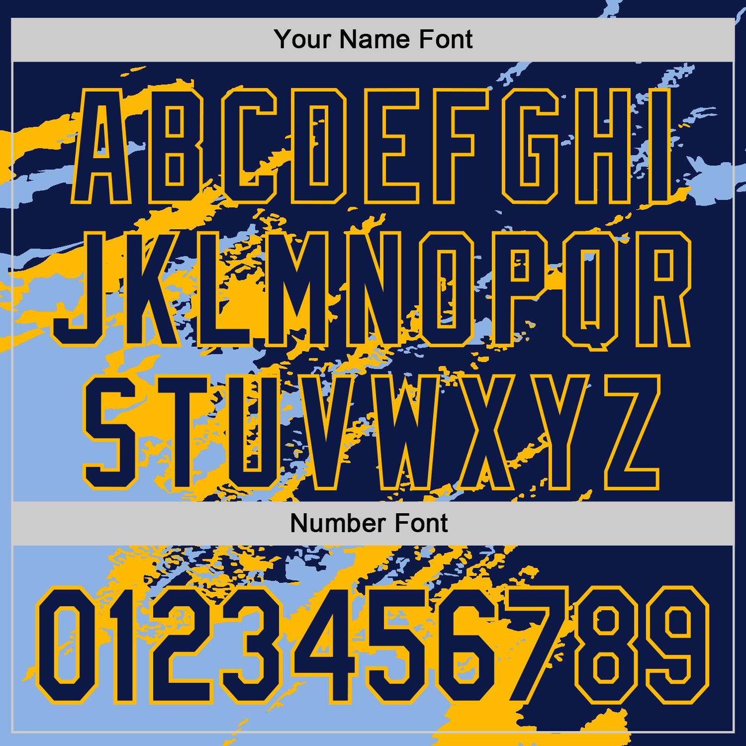 Custom Navy Light Blue-Gold Splash Art 3D Pattern Design Bomber Full-Snap Varsity Letterman Hoodie Jacket