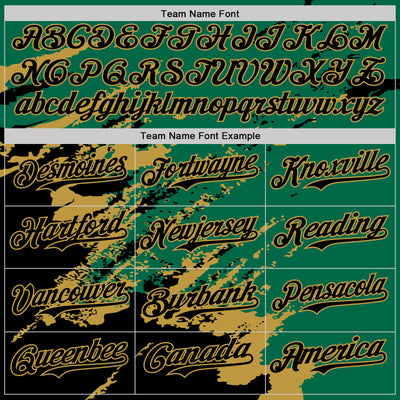 Custom Kelly Green Black-Old Gold Splash Art 3D Pattern Design Bomber Full-Snap Varsity Letterman Hoodie Jacket