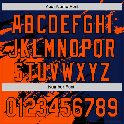 Custom Royal Orange-Black Splash Art 3D Pattern Design Bomber Full-Snap Varsity Letterman Hoodie Jacket