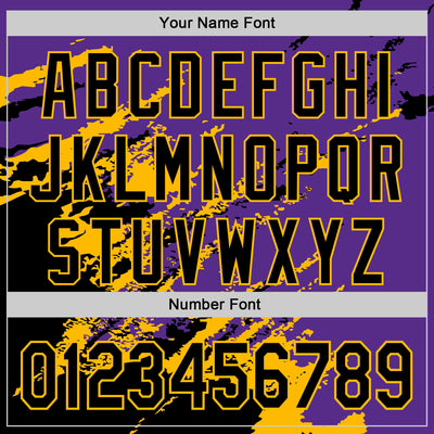 Custom Purple Black-Gold Splash Art 3D Pattern Design Bomber Full-Snap Varsity Letterman Hoodie Jacket