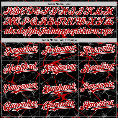 Custom Black Red-White Abstract Network 3D Pattern Design Bomber Full-Snap Varsity Letterman Hoodie Jacket