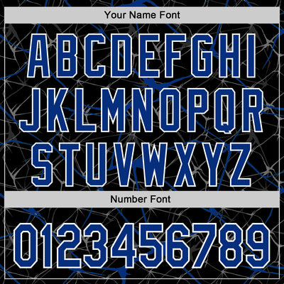 Custom Black Royal-White Abstract Network 3D Pattern Design Bomber Full-Snap Varsity Letterman Hoodie Jacket