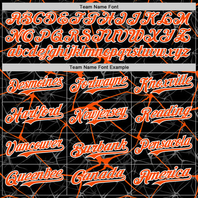 Custom Black Orange-White Abstract Network 3D Pattern Design Bomber Full-Snap Varsity Letterman Hoodie Jacket