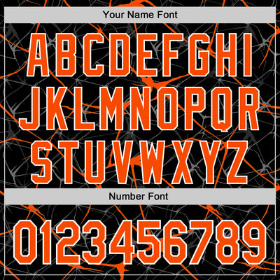 Custom Black Orange-White Abstract Network 3D Pattern Design Bomber Full-Snap Varsity Letterman Hoodie Jacket