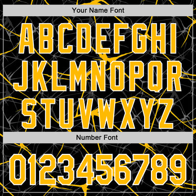 Custom Black Gold-White Abstract Network 3D Pattern Design Bomber Full-Snap Varsity Letterman Hoodie Jacket