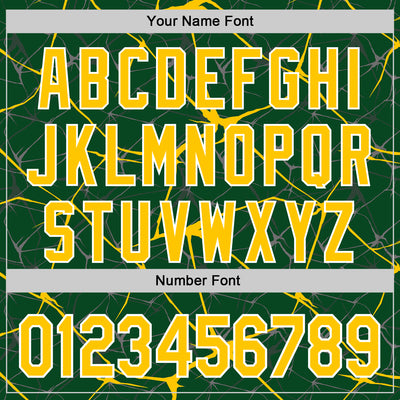 Custom Green Yellow-White Abstract Network 3D Pattern Design Bomber Full-Snap Varsity Letterman Hoodie Jacket