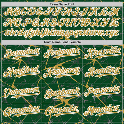 Custom Green Old Gold-White Abstract Network 3D Pattern Design Bomber Full-Snap Varsity Letterman Hoodie Jacket