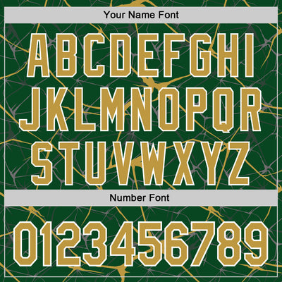 Custom Green Old Gold-White Abstract Network 3D Pattern Design Bomber Full-Snap Varsity Letterman Hoodie Jacket