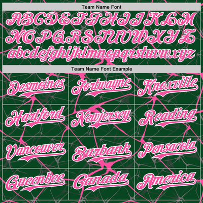 Custom Green Pink-White Abstract Network 3D Pattern Design Bomber Full-Snap Varsity Letterman Hoodie Jacket