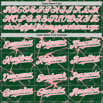 Custom Green Medium Pink-White Abstract Network 3D Pattern Design Bomber Full-Snap Varsity Letterman Hoodie Jacket