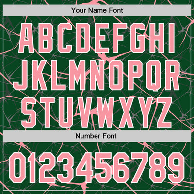 Custom Green Medium Pink-White Abstract Network 3D Pattern Design Bomber Full-Snap Varsity Letterman Hoodie Jacket