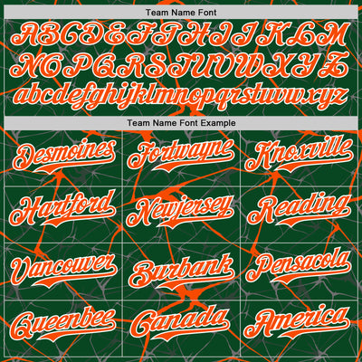 Custom Green Orange-White Abstract Network 3D Pattern Design Bomber Full-Snap Varsity Letterman Hoodie Jacket