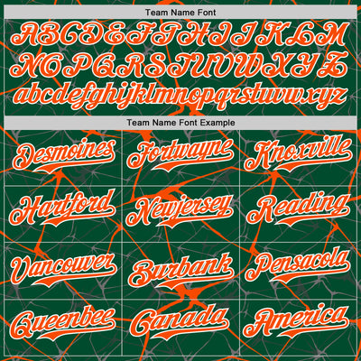 Custom Kelly Green Orange-White Abstract Network 3D Pattern Design Bomber Full-Snap Varsity Letterman Hoodie Jacket