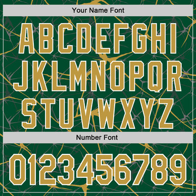 Custom Kelly Green Old Gold-White Abstract Network 3D Pattern Design Bomber Full-Snap Varsity Letterman Hoodie Jacket