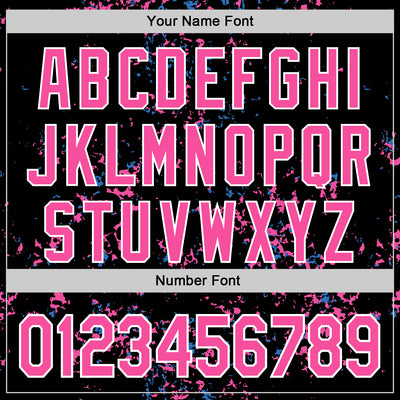 Custom Black Pink Sky Blue-White Fragment Pattern Bomber Full-Snap Varsity Letterman Hoodie Jacket