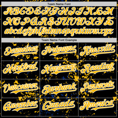 Custom Black Gold Royal-White Fragment Pattern Bomber Full-Snap Varsity Letterman Hoodie Jacket