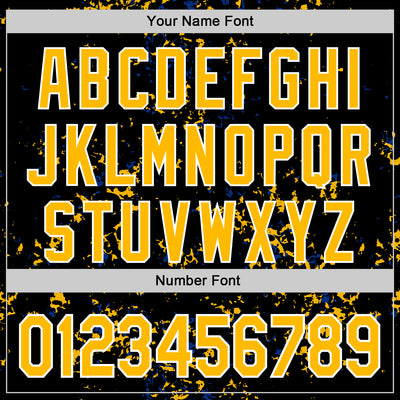 Custom Black Gold Royal-White Fragment Pattern Bomber Full-Snap Varsity Letterman Hoodie Jacket