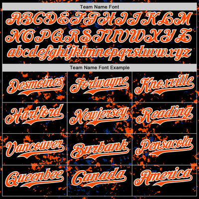 Custom Black Orange Royal-White Fragment Pattern Bomber Full-Snap Varsity Letterman Hoodie Jacket