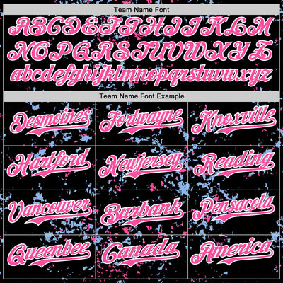 Custom Black Pink Light Blue-White Fragment Pattern Bomber Full-Snap Varsity Letterman Hoodie Jacket