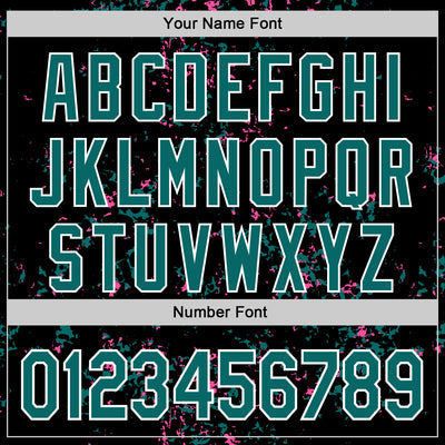 Custom Black Teal Pink-White Fragment Pattern Bomber Full-Snap Varsity Letterman Hoodie Jacket