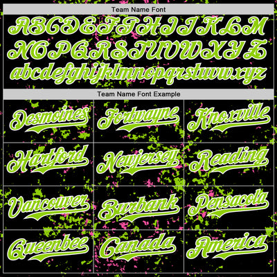 Custom Black Neon Green Pink-White Fragment Pattern Bomber Full-Snap Varsity Letterman Hoodie Jacket