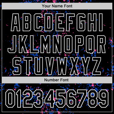 Custom Black Thunder Blue Pink-White Fragment Pattern Bomber Full-Snap Varsity Letterman Hoodie Jacket