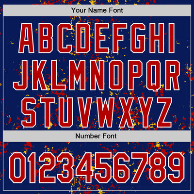 Custom Royal Red Gold-White Fragment Pattern Bomber Full-Snap Varsity Letterman Hoodie Jacket