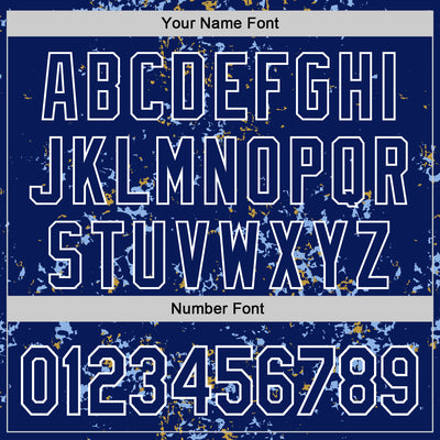 Custom Royal Light Blue Old Gold-White Fragment Pattern Bomber Full-Snap Varsity Letterman Hoodie Jacket