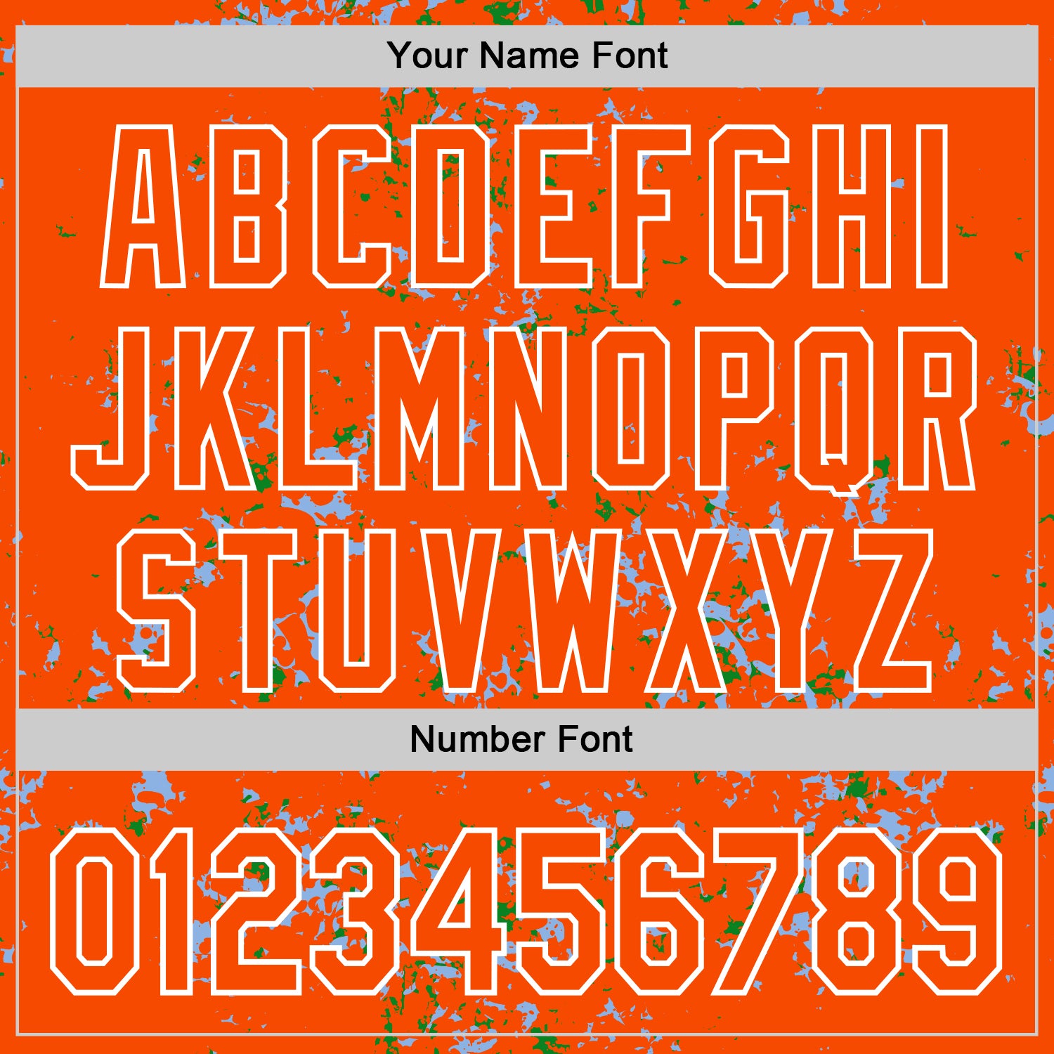 Custom Orange Light Blue Grass Green-White Fragment Pattern Bomber Full-Snap Varsity Letterman Hoodie Jacket