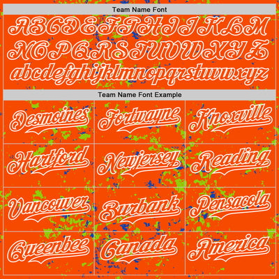 Custom Orange Neon Green Thunder Blue-White Fragment Pattern Bomber Full-Snap Varsity Letterman Hoodie Jacket