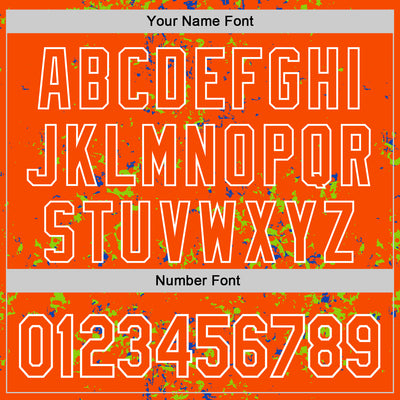 Custom Orange Neon Green Thunder Blue-White Fragment Pattern Bomber Full-Snap Varsity Letterman Hoodie Jacket