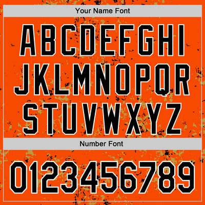 Custom Orange Black Old Gold-White Fragment Pattern Bomber Full-Snap Varsity Letterman Hoodie Jacket