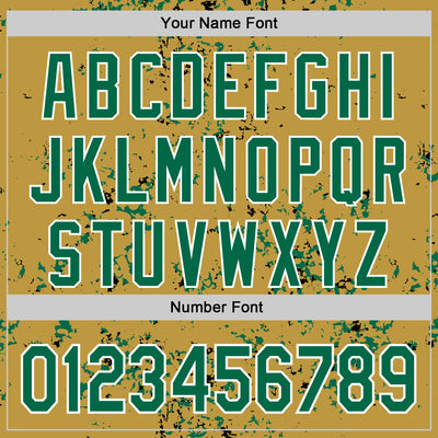 Custom Old Gold Kelly Green Black-White Fragment Pattern Bomber Full-Snap Varsity Letterman Hoodie Jacket