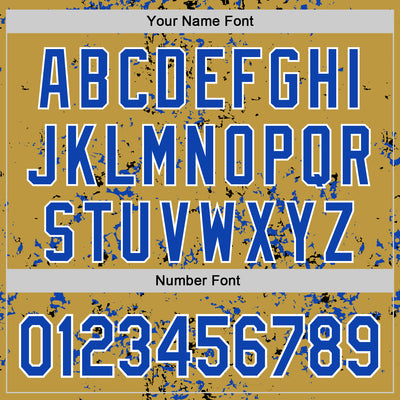 Custom Old Gold Thunder Blue Black-White Fragment Pattern Bomber Full-Snap Varsity Letterman Hoodie Jacket