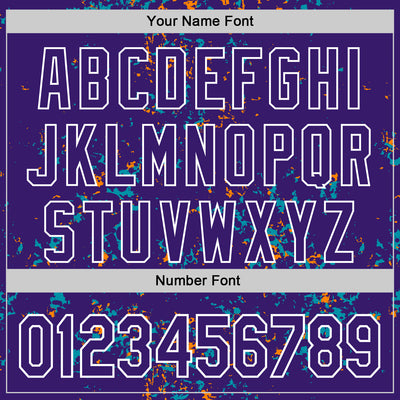 Custom Purple Teal Bay Orange-White Fragment Pattern Bomber Full-Snap Varsity Letterman Hoodie Jacket